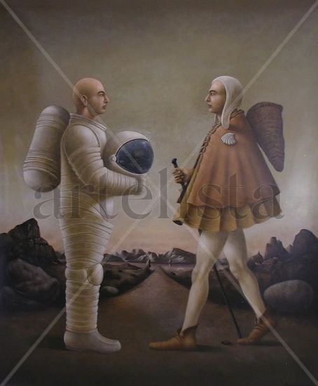 El Encuentro Oil Canvas Figure Painting