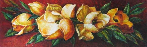 magnolias Oil Canvas Floral Painting