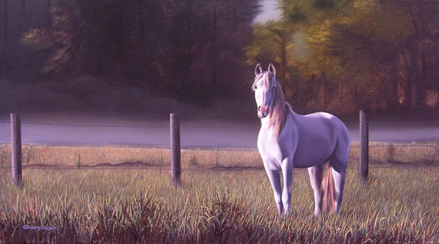 El Caballo blanco Oil Canvas Animals