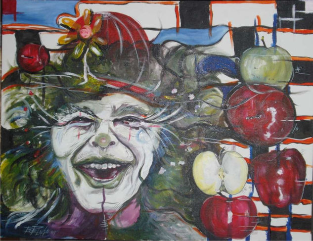 La Tentaciòn del Payaso Oil Canvas Portrait