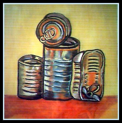 BODEGÓN DE LATAS. Pastel Paper Still Life Paintings