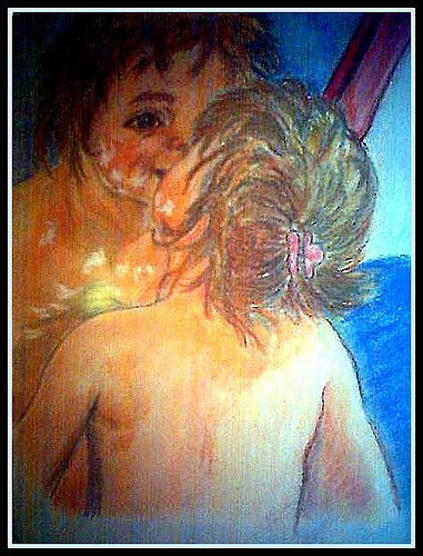 DESCUBRIENDOSE EN EL ESPEJO. Pastel Paper Portrait