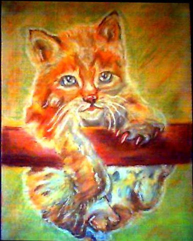 GATITO AGARRÁNDOSE. Pastel Paper Animals