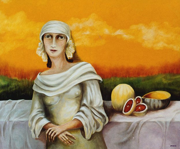 "Mujer extraña con cielo amarillo" 