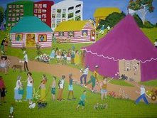 Mi barrio va al Circo Acrylic Canvas Landscaping