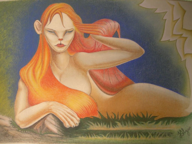 mujer leona Pastel Card Nude Paintings