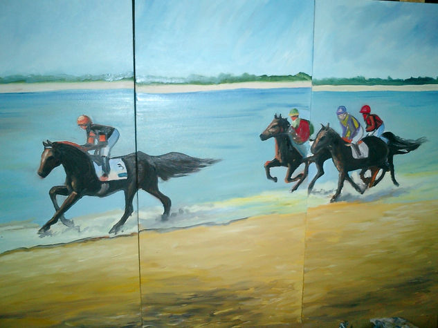 carrera de caballos en la playa 