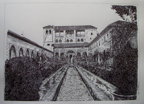 Generalife Tinta Papel Paisaje