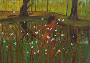 niño corriendo en la pradera