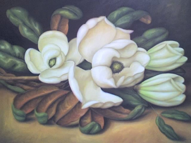 Magnolia Oil Canvas Floral Painting