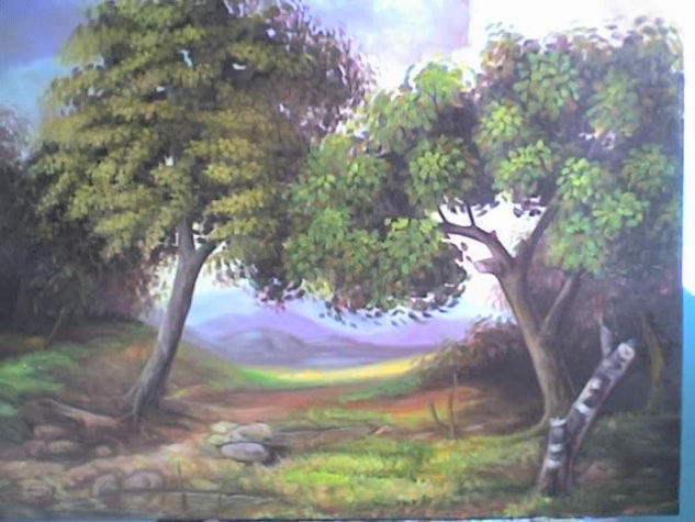 Dos árboles Oil Canvas Landscaping