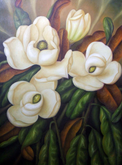 Magnolia Oil Canvas Floral Painting