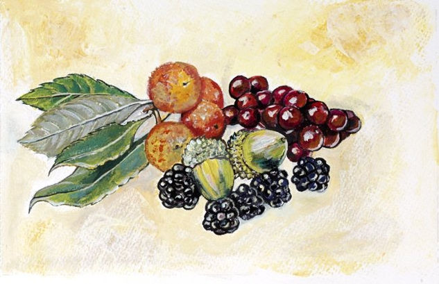 Frutos del bosque Acrylic Paper Still Life Paintings