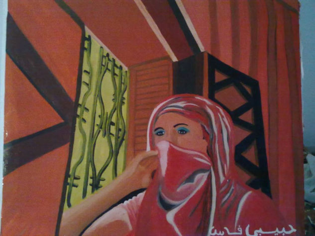 EN LA VENTANA - RIAD -MARRAQUESH Oil Canvas Portrait