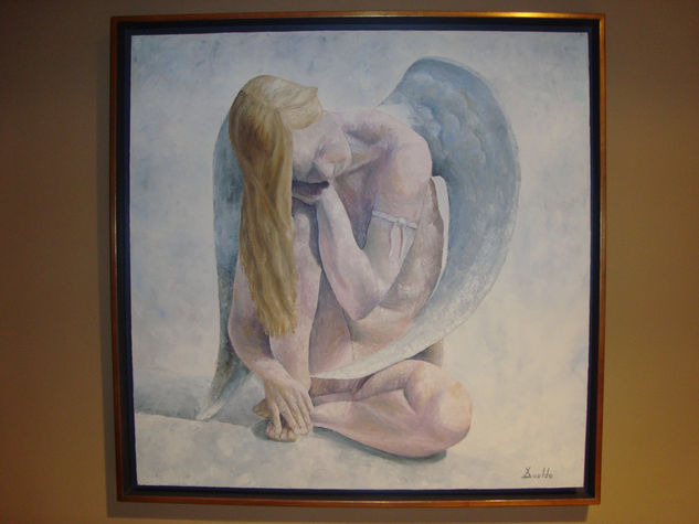 Ángel de la Guarda Oil Canvas Figure Painting