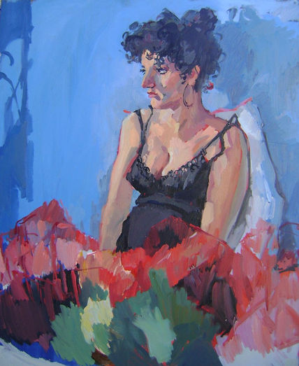 Mujer con tutú rojo