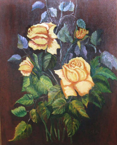 Rosas Óleo Lienzo Floral