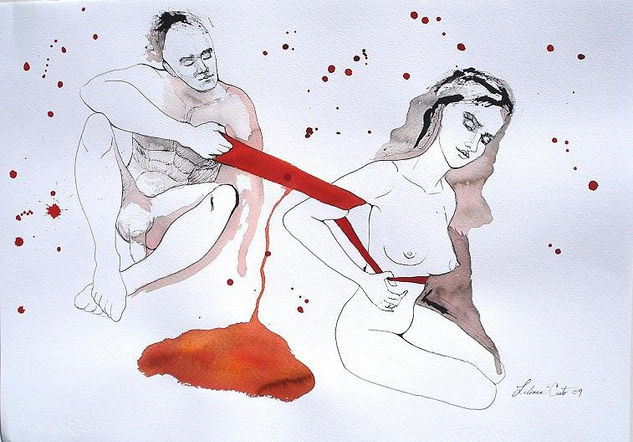 pareja en rojo Tinta