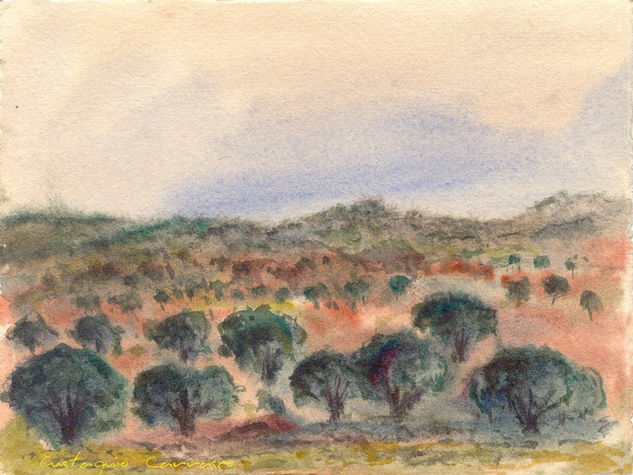 Montes con olivos Watercolour Paper Landscaping