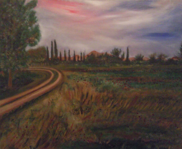 Atardecer en el camino Oil Canvas Landscaping