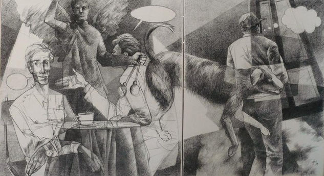 "Diálogo en el Espacio urbano" Charcoal