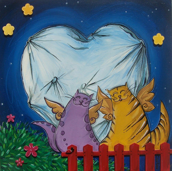 Corazón con gatos 