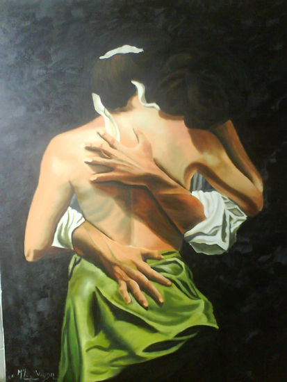 UN ABRAZO Oil Canvas Figure Painting