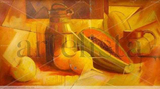 La papaya y la Cantina Oil Canvas Still Life Paintings