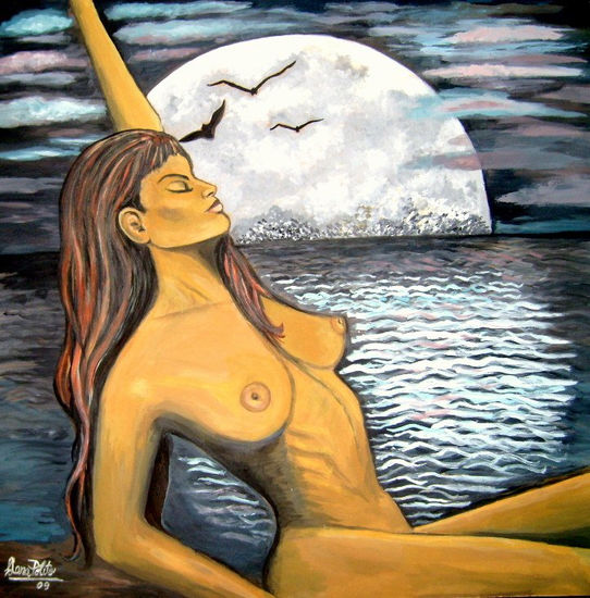 "Lilith ó Luna Negra"- Óleo Lienzo Paisaje