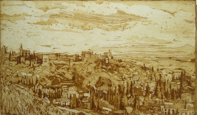 LA ALHAMBRA DESDE SAN MIGUEL Aquatint