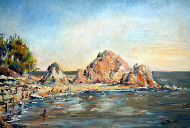 Tossa. Mar Menuda. Oil Canvas Marine Painting