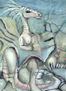 dinosauria azul y rosa