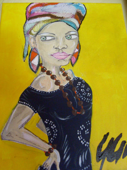 la Cubanita del Medio Acrylic Canvas Portrait