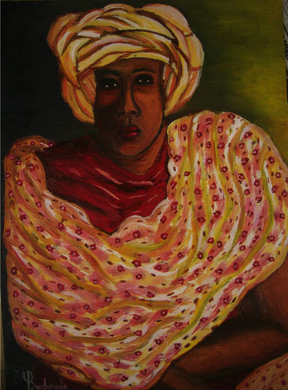 Una madre de Mauritania Oil Canvas Portrait