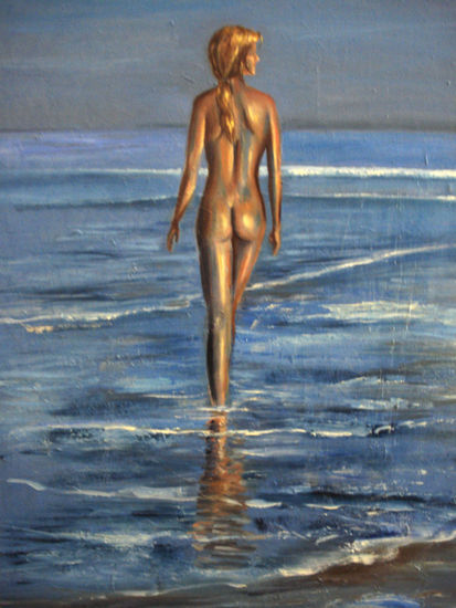 Baño de Mar Oil Canvas Figure Painting