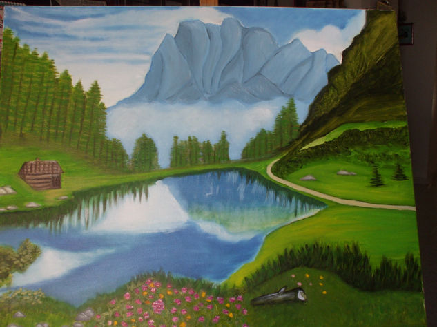 reflejos de montaña, Oil Canvas Landscaping