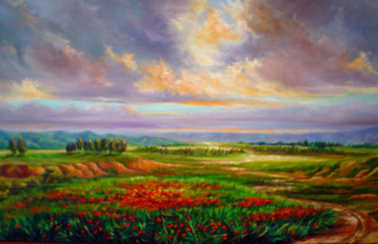 La danza de las amapolas Oil Canvas Landscaping