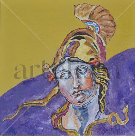 Los ojos tristes de Atenea Oil Panel Figure Painting