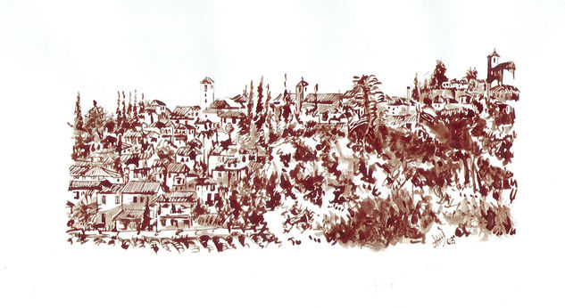 Albayzín desde Torres Bermejas (Granada) Ink Canvas Landscaping