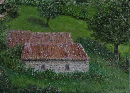 Cabañas asturianas Oil Panel Landscaping