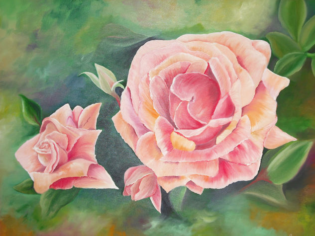 Entre Petalos Oil Canvas Floral Painting