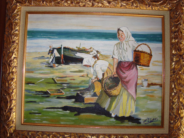 esperando las barcas Oil Canvas Landscaping