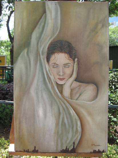 " La memoria del tiempo " Oil Panel Figure Painting