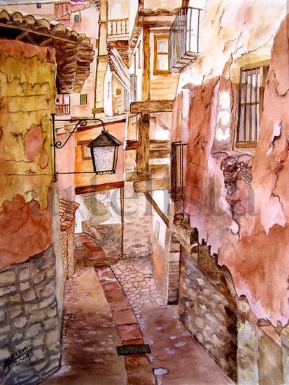 Calle de Albarracín (Albarracín-Teruel). Acuarela 41x32 