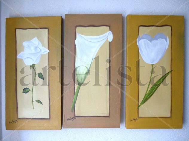 tríptico de flores
