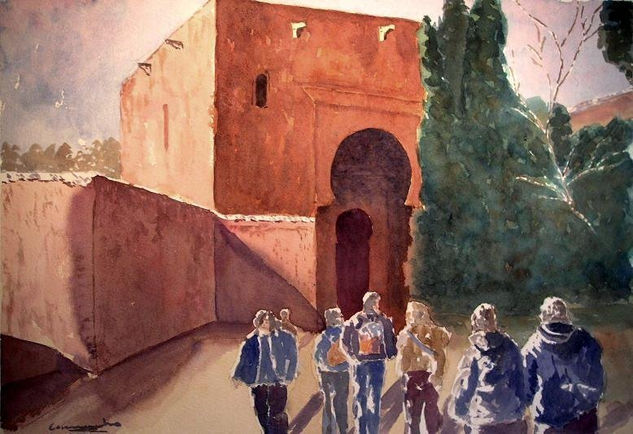 TURISTAS EN LA ALHAMBRA Watercolour Paper Landscaping