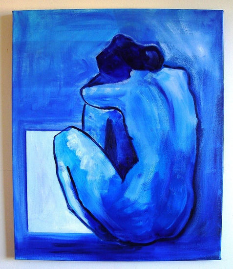 Desnudo Azul Óleo Lienzo Desnudos