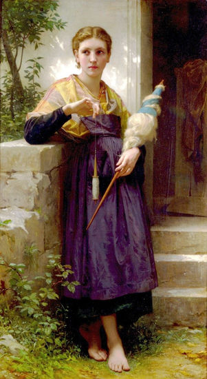 Fileuse Copia de Bouguereau Óleo Lienzo Figura