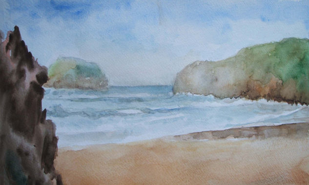 Playa de Tayada (Llanes) Asturias Watercolour Paper Marine Painting