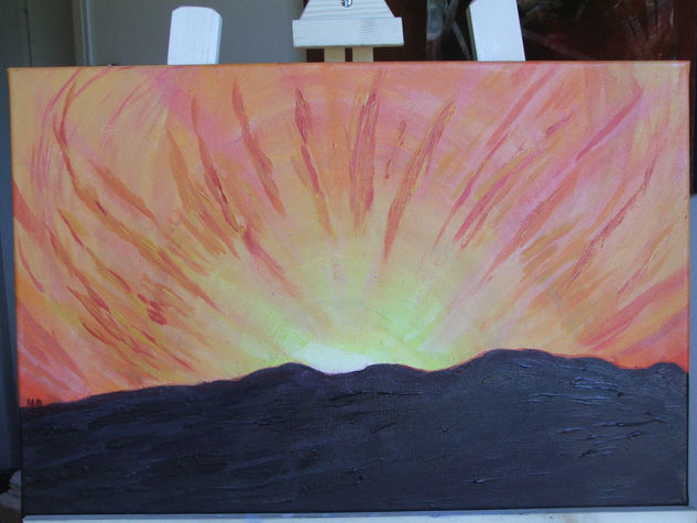 Puesta de Sol en las Sierras de Tandil Acrylic Canvas Landscaping